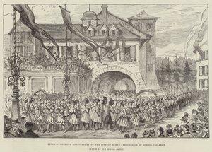 Sept-centième anniversaire de la ville de Berne, procession des écoliers - Walter Paget